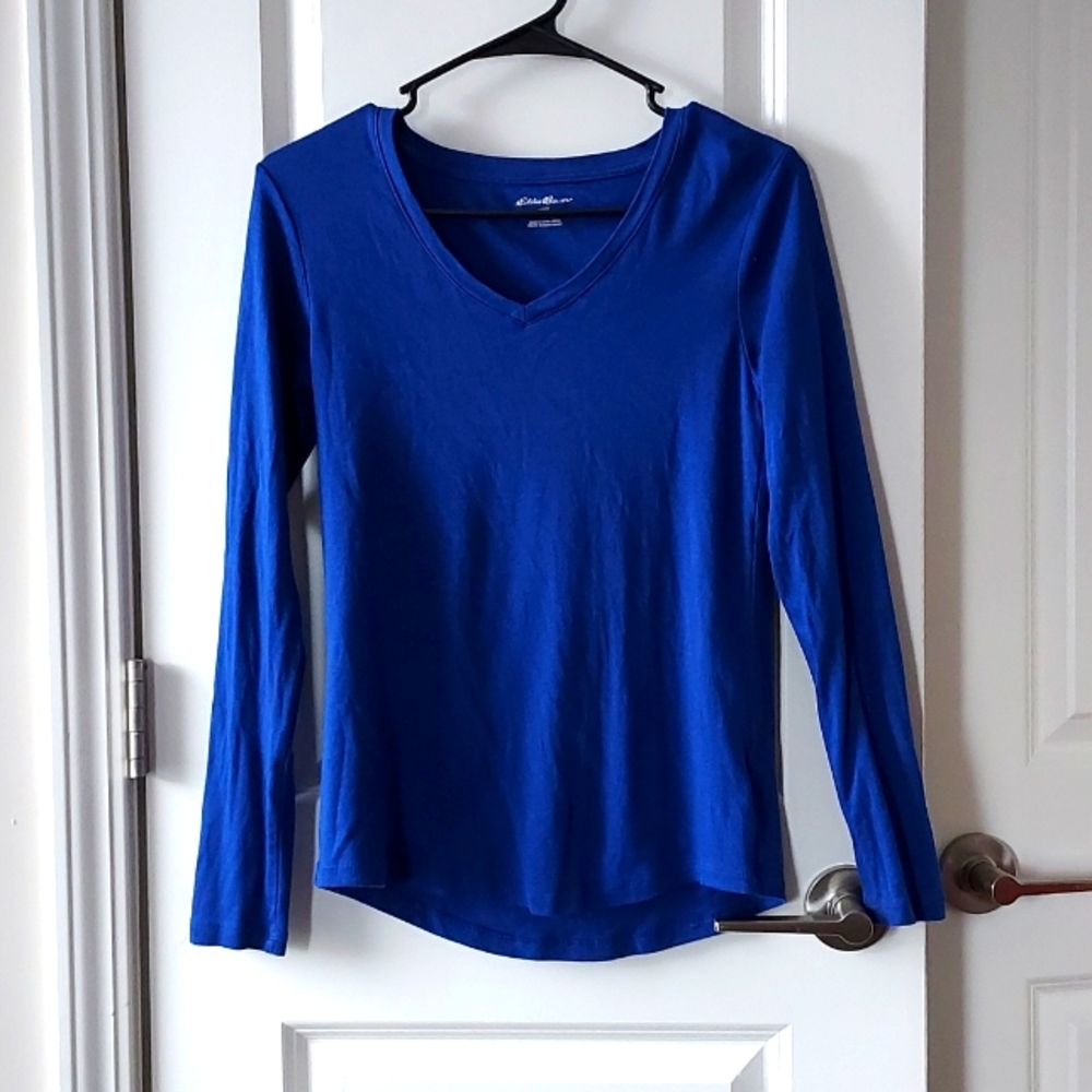 Eddie Bauer long sleeve blue top small